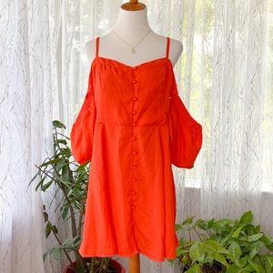 ASOS - Coral Cold Shoulder Mini Dress